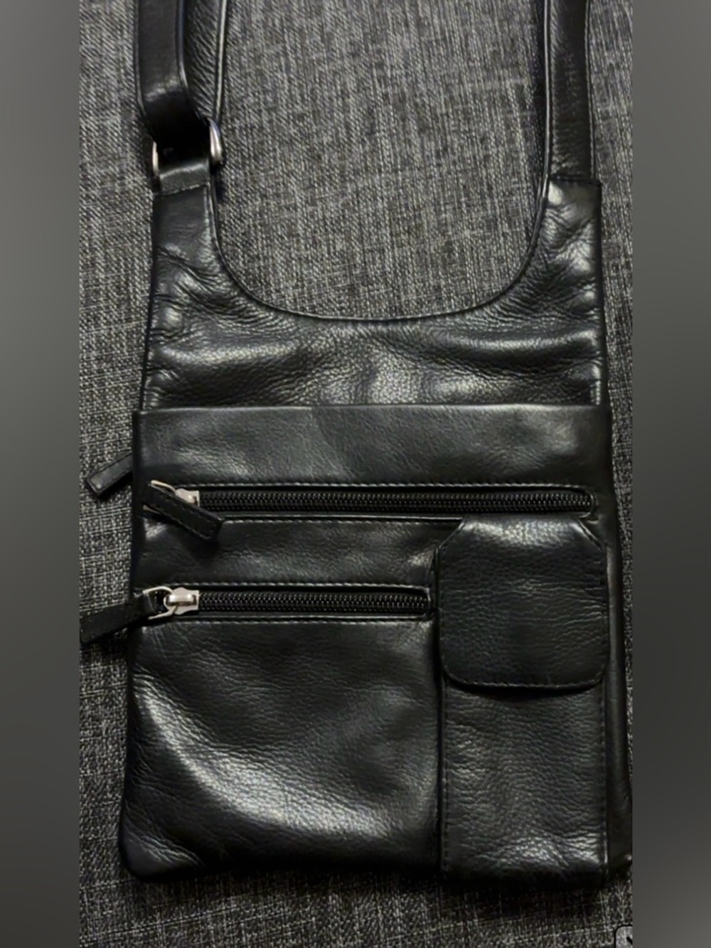Adrian Klis Black Leather Crossbody Bag Women/Men